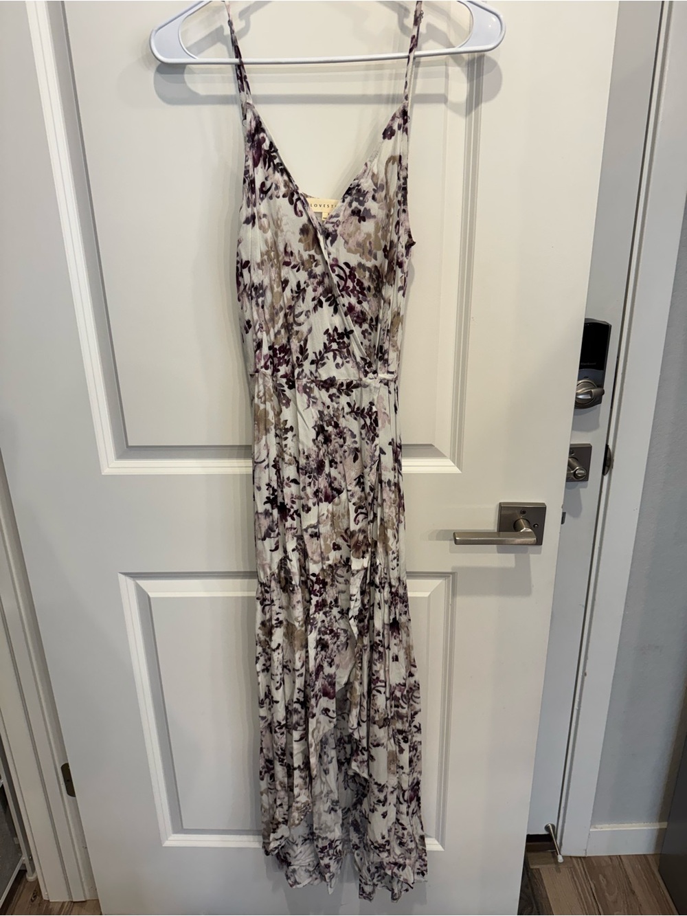 lovestitch Cream Maxi Dress with Purple Floral Print